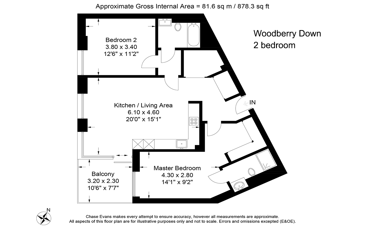 Woodberry Down two bedroom floor plan