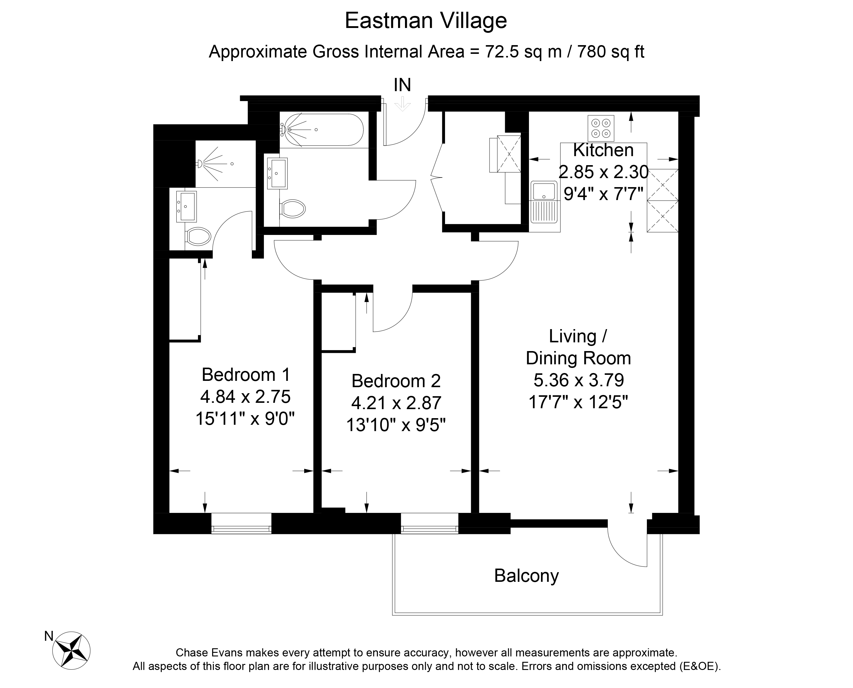 Eastman Village two bedroom apartment floor plan