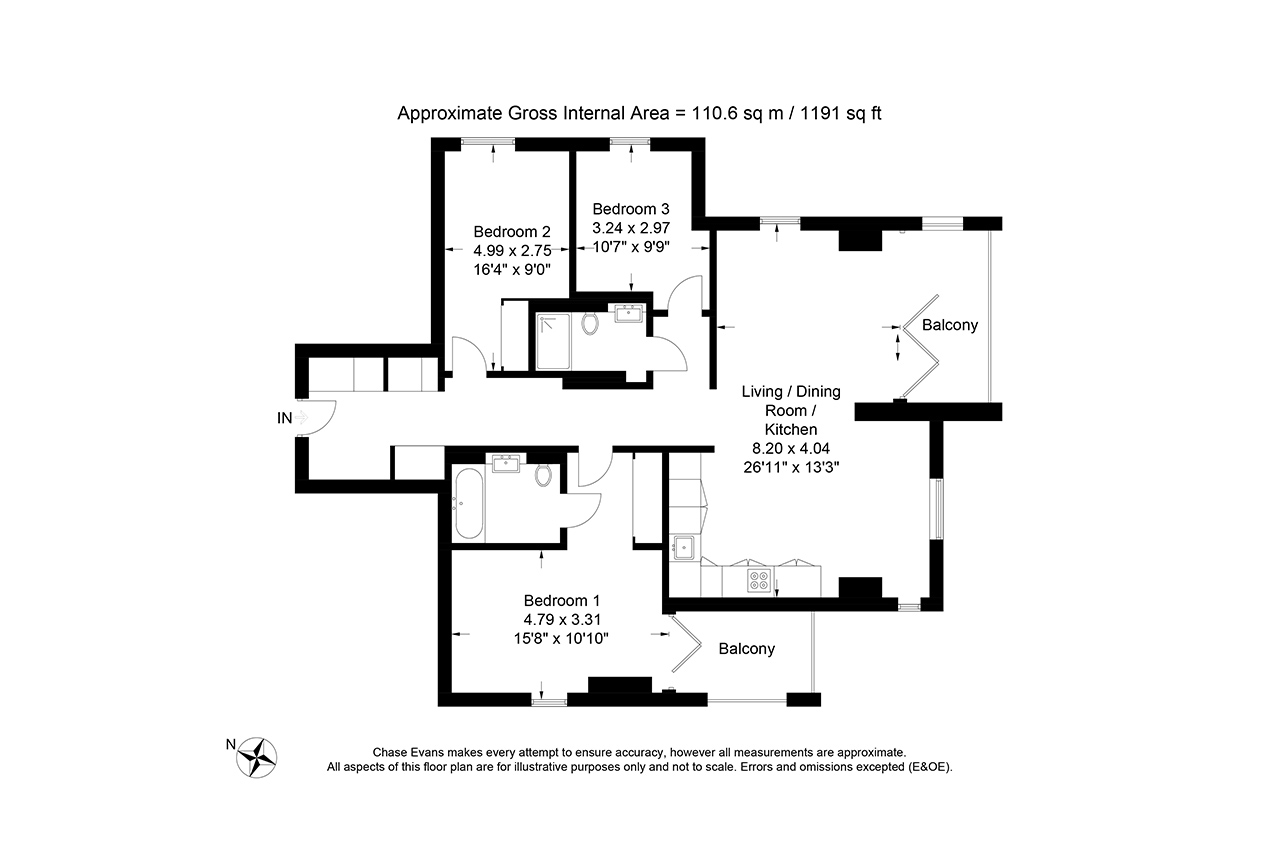 The Atlas Building three bedroom floor plan