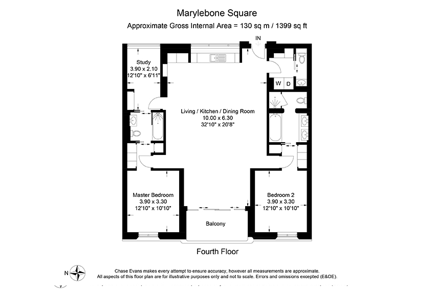 Two bedroom Marylebone Square floor plan