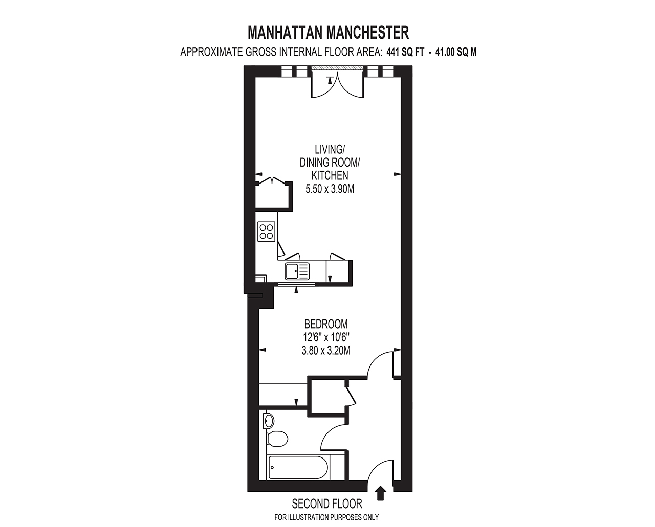 Manhattan Manchester floor plan one bedroom apartment 