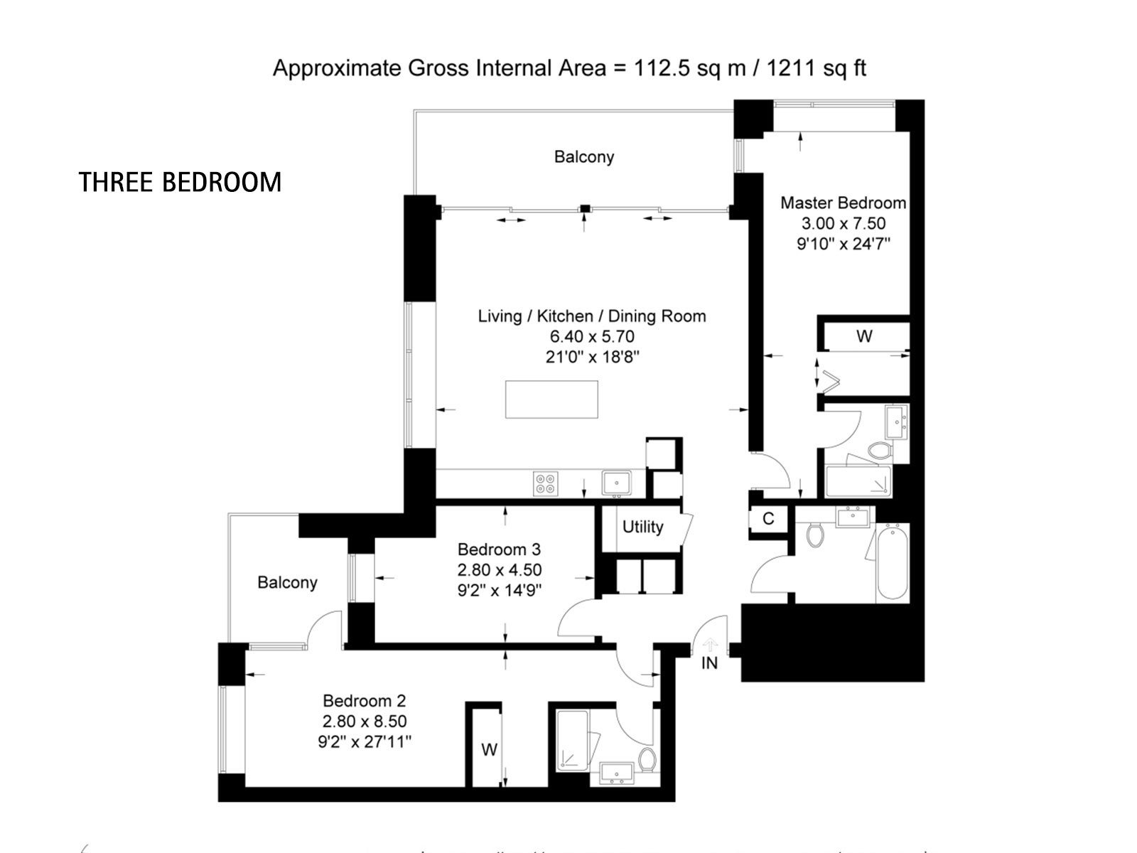 Elephant Park, Three bedroom apartment floor plan