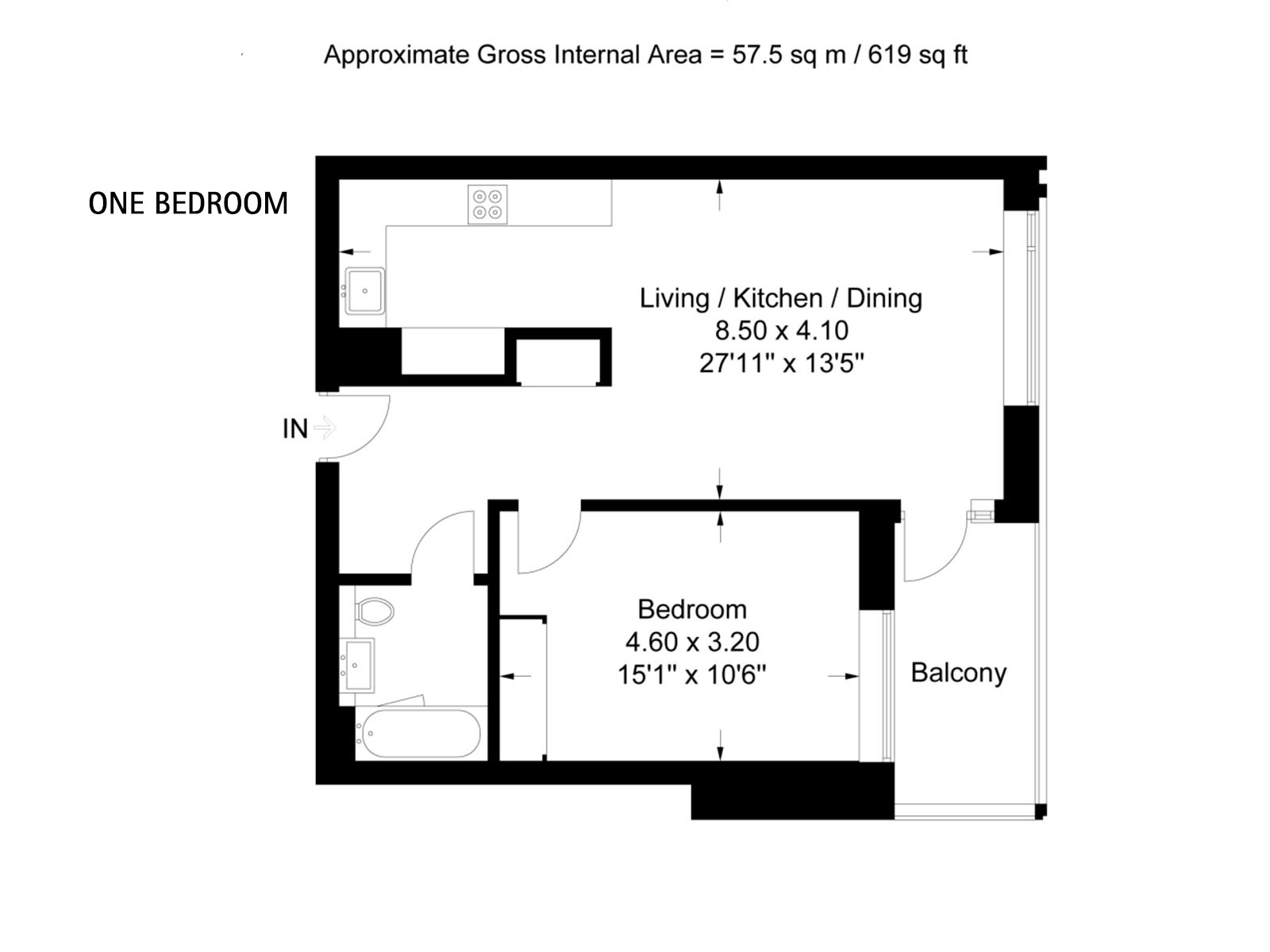 Elephant Park, One bedroom apartment floor plan