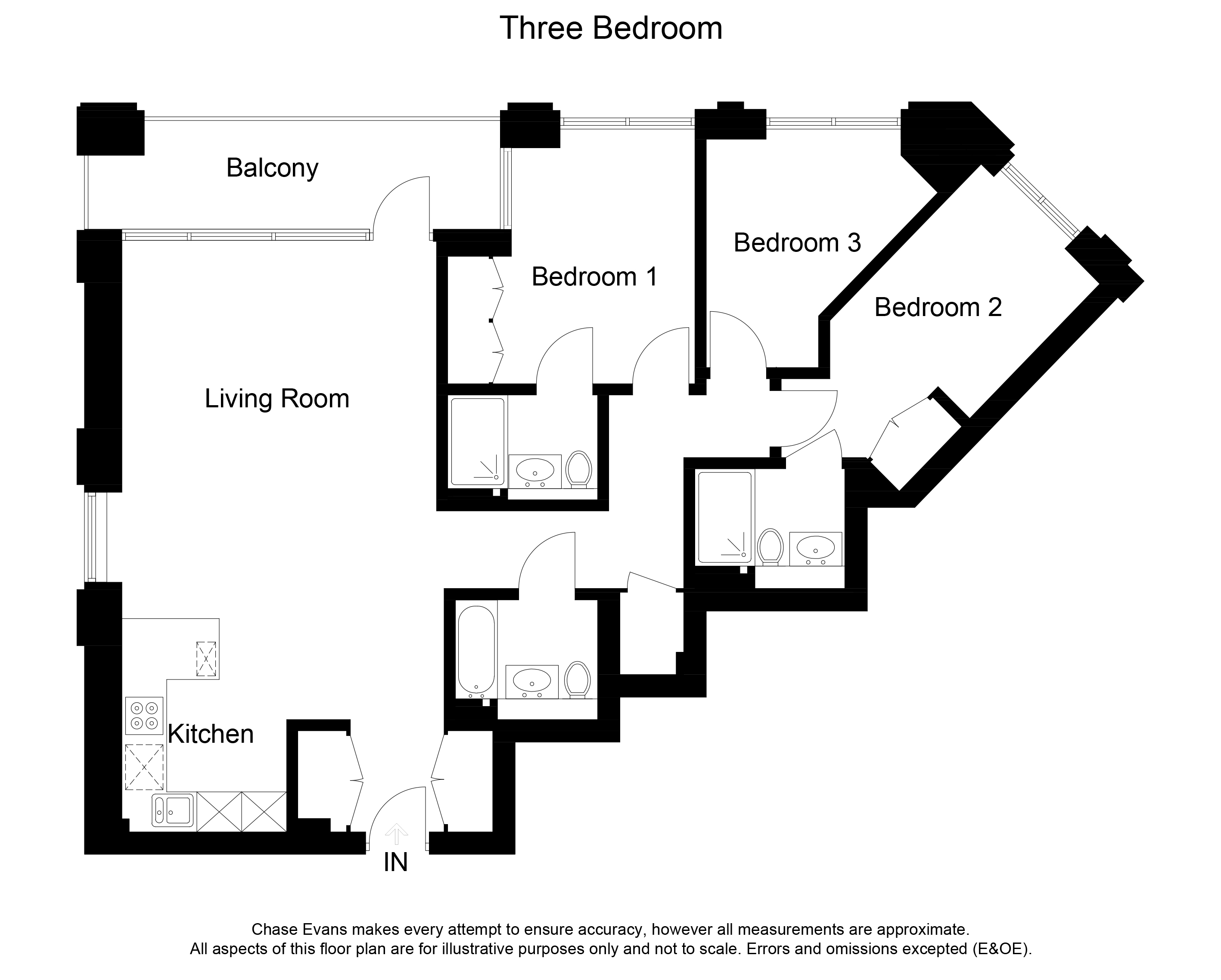 Emery Wharf three bedroom apartment floor plan