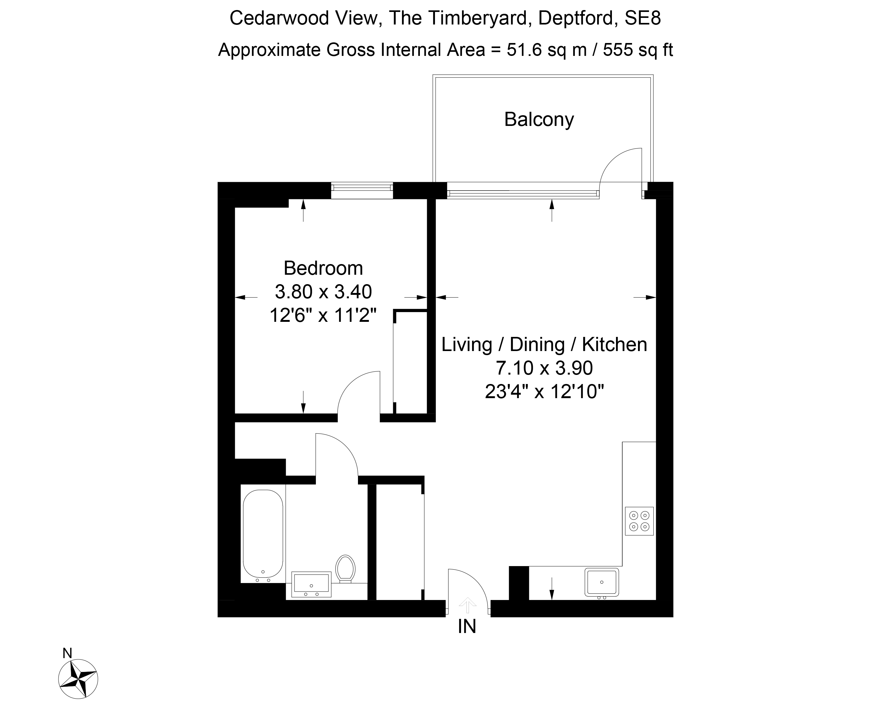 The Timberyard one bedroom floor plan