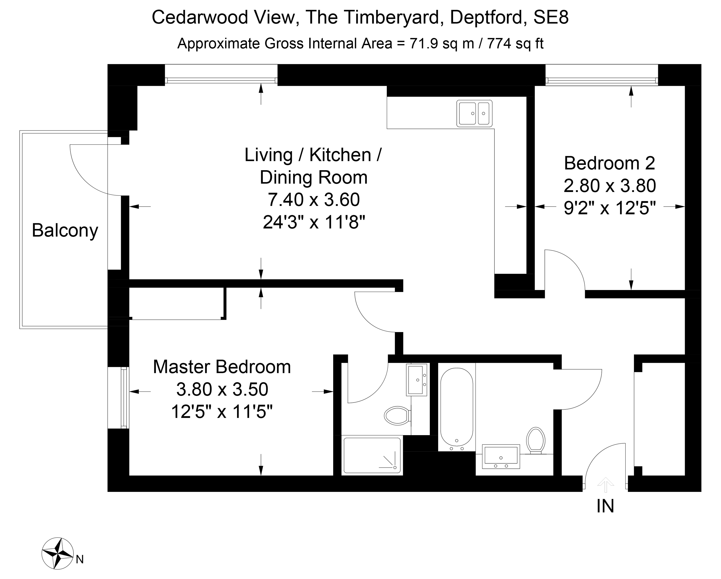 The Timberyard two bedroom floor plan