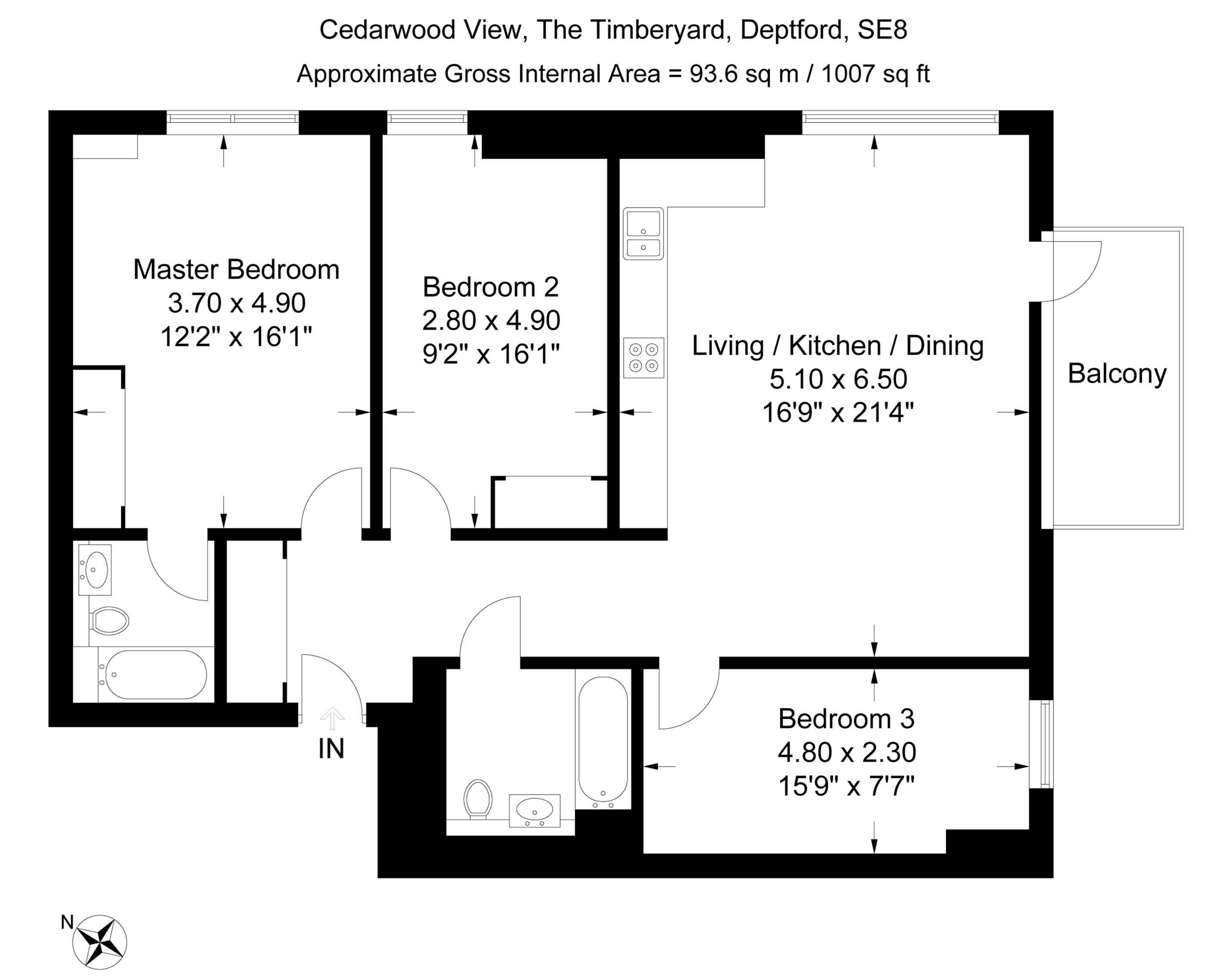 The Timberyard three bedroom floor plan