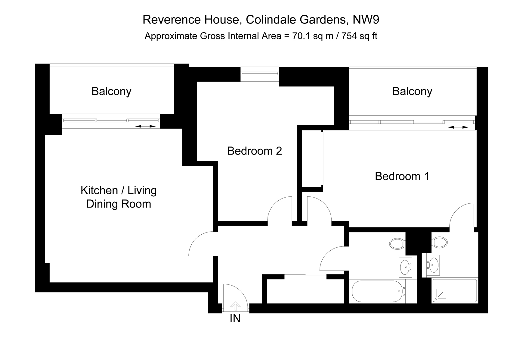 Colindale Gardens two bedroom home floor plan