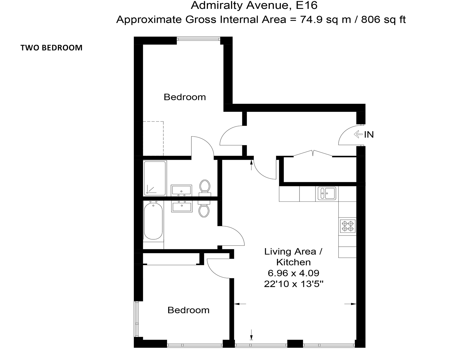 Royal Wharf two bedroom apartment floor plan