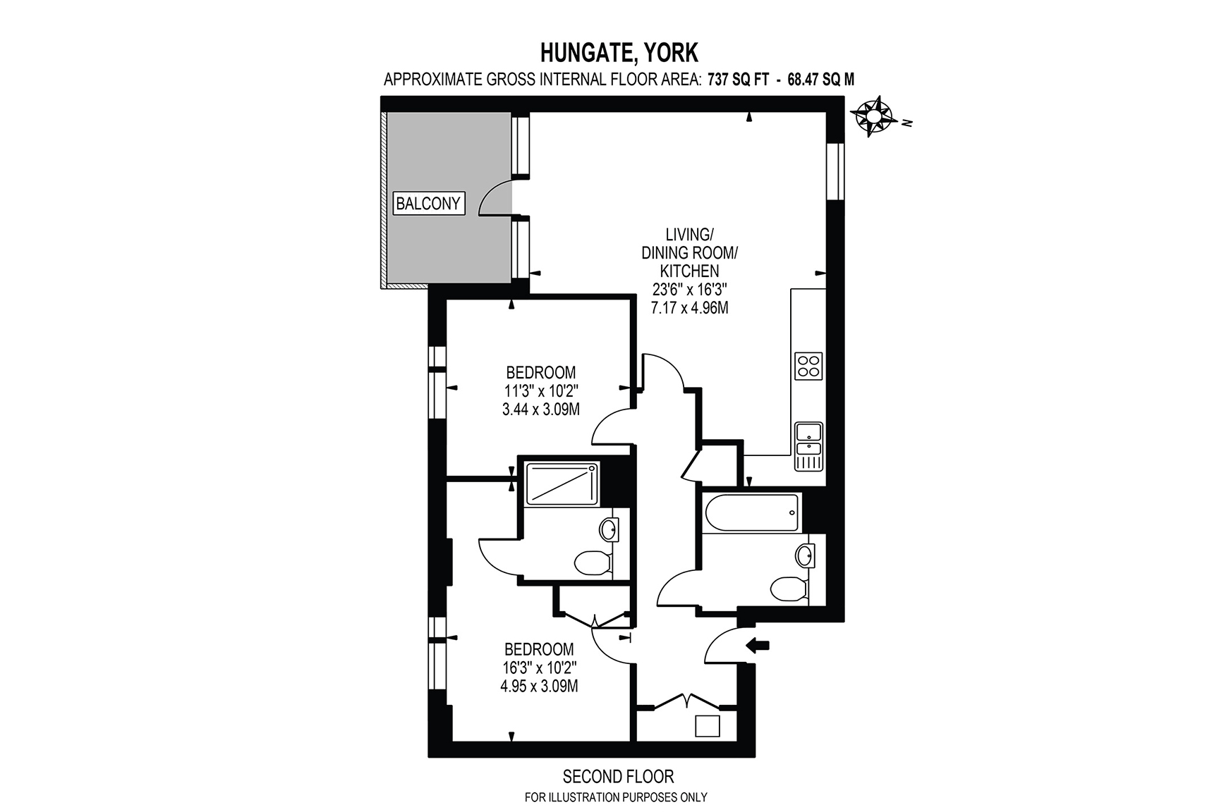 Hungate York two bedroom apartment floor plan