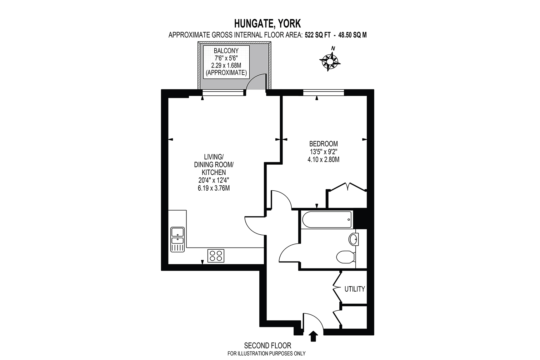 Hungate York one bedroom apartment floor plan